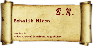 Behalik Miron névjegykártya